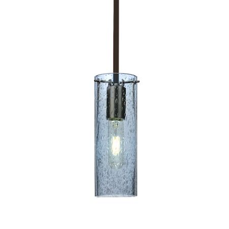 Besa Lighting Juni 10 Stem Pendant, Blue Bubble, Bronze, 1x60W Incandescent 1TT-JUNI10BL-BR